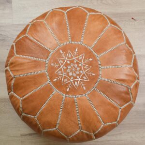 Amazigh Handmade Leather Stuffed Ottoman Footstool Sand Pouf