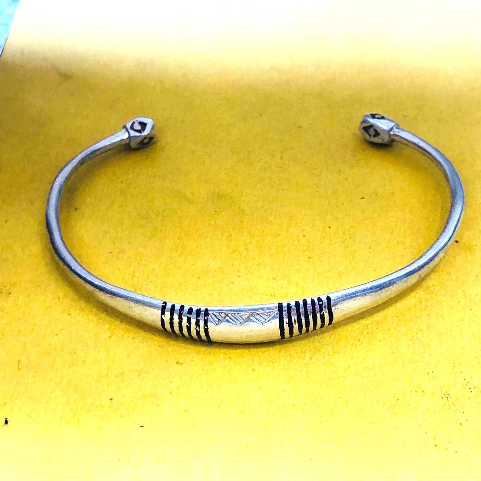 Handmade Amazigh Tuareg Sahara Tribal Silver Adjustable Cuff Bracelet