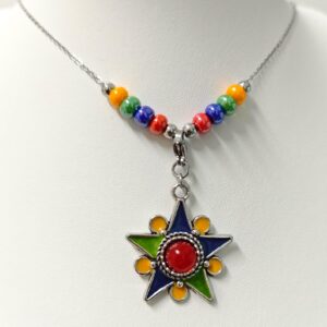 Amazigh Kabyle Beaded Stainless Steel Necklace with Customizable Pendant