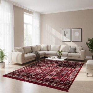 Amazigh Red Rug with Embroidery 3m Length × 2m Width