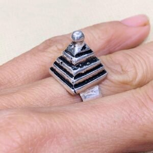 Handmade Amazigh Berber Solid Silver Geometric Pyramid Cone Ring