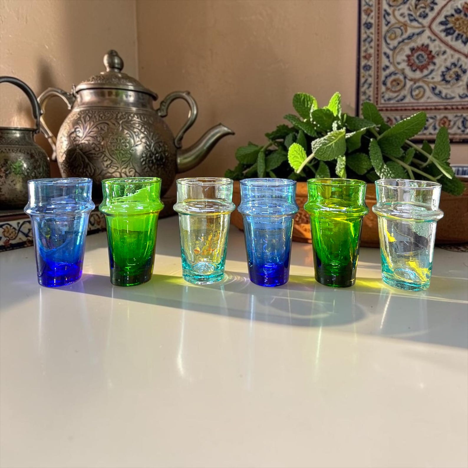 Berber Set Handmade Blown Glass Tea Cups Mug