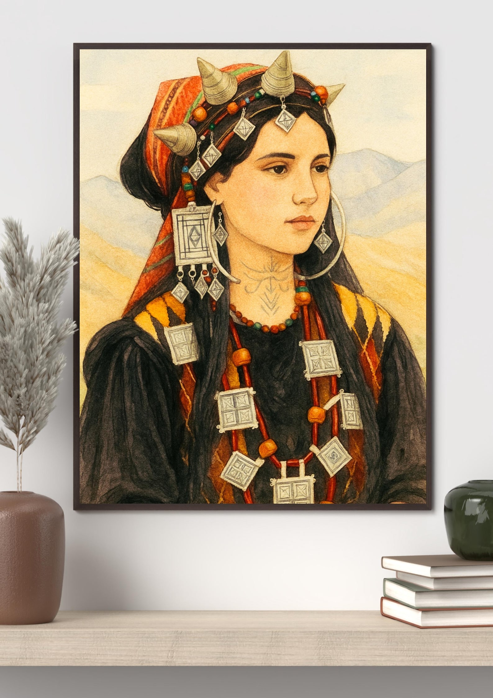 Berber Woman Portrait Print Jewelry Art Digital Download