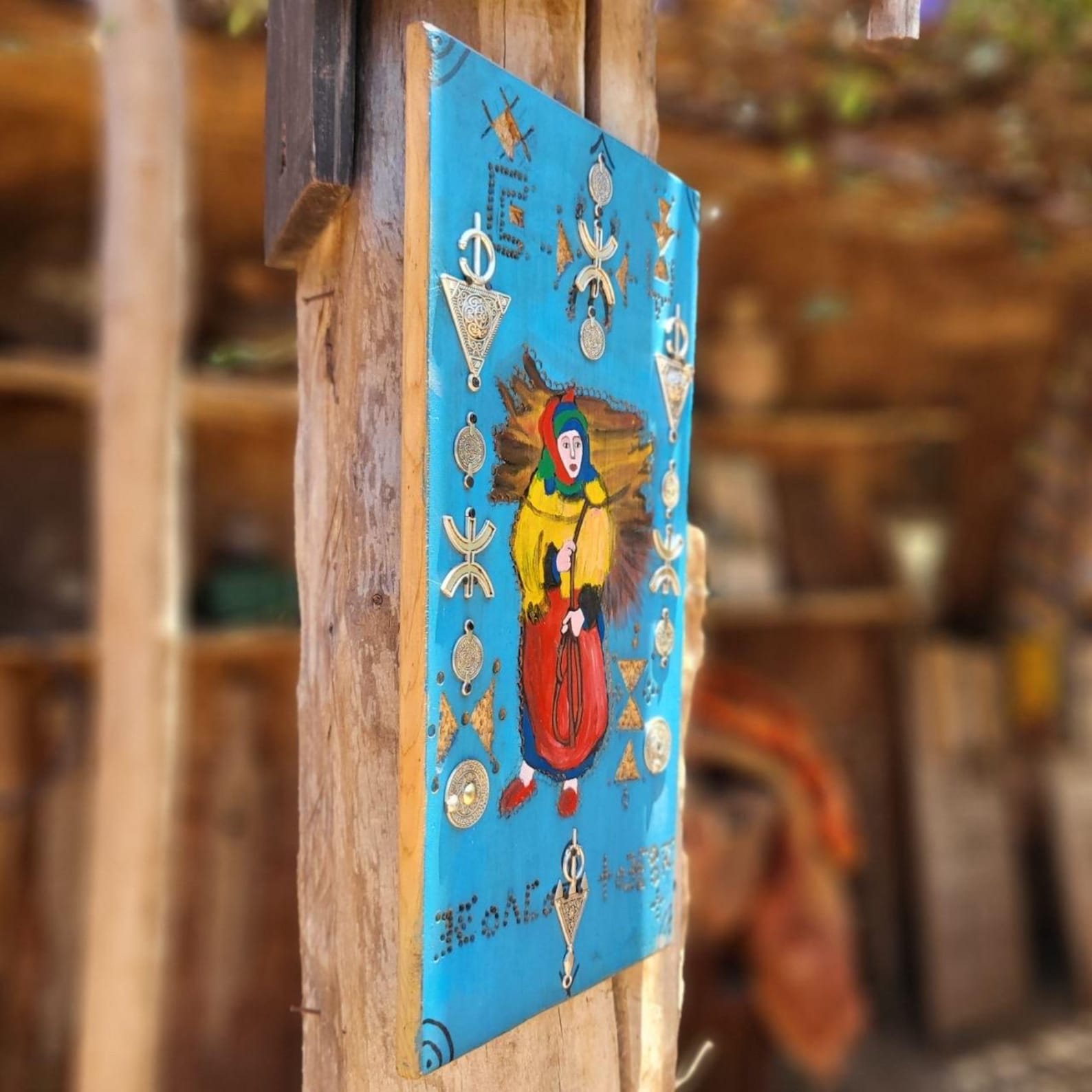 Berber Hand Painted Wooden Boho Wall Art Decor