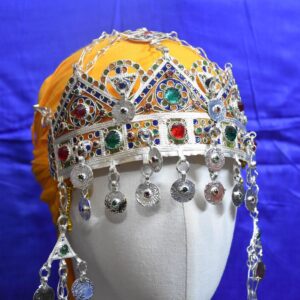 Handmade Amazigh Berber Taounza Silver Enamel Tribal Crown Headband