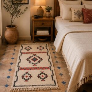 Berber Cream Handmade Geometric 100x50 cm Small Rug