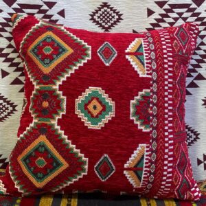 Handmade Amazigh Berber Cotton Chenille Woven Pattern Throw Pillow