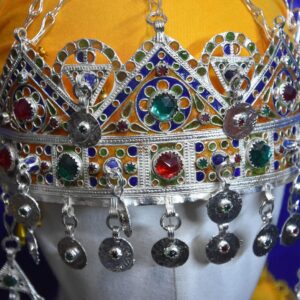 Handmade Amazigh Berber Taounza Silver Enamel Tribal Crown Headband