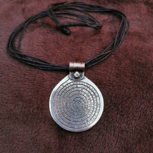 Berber Silver Spiral Pendant Necklace With Letters Design
