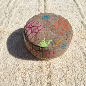 Berber Handmade Kilim Vintage Wool Footstool Cotton Pouf