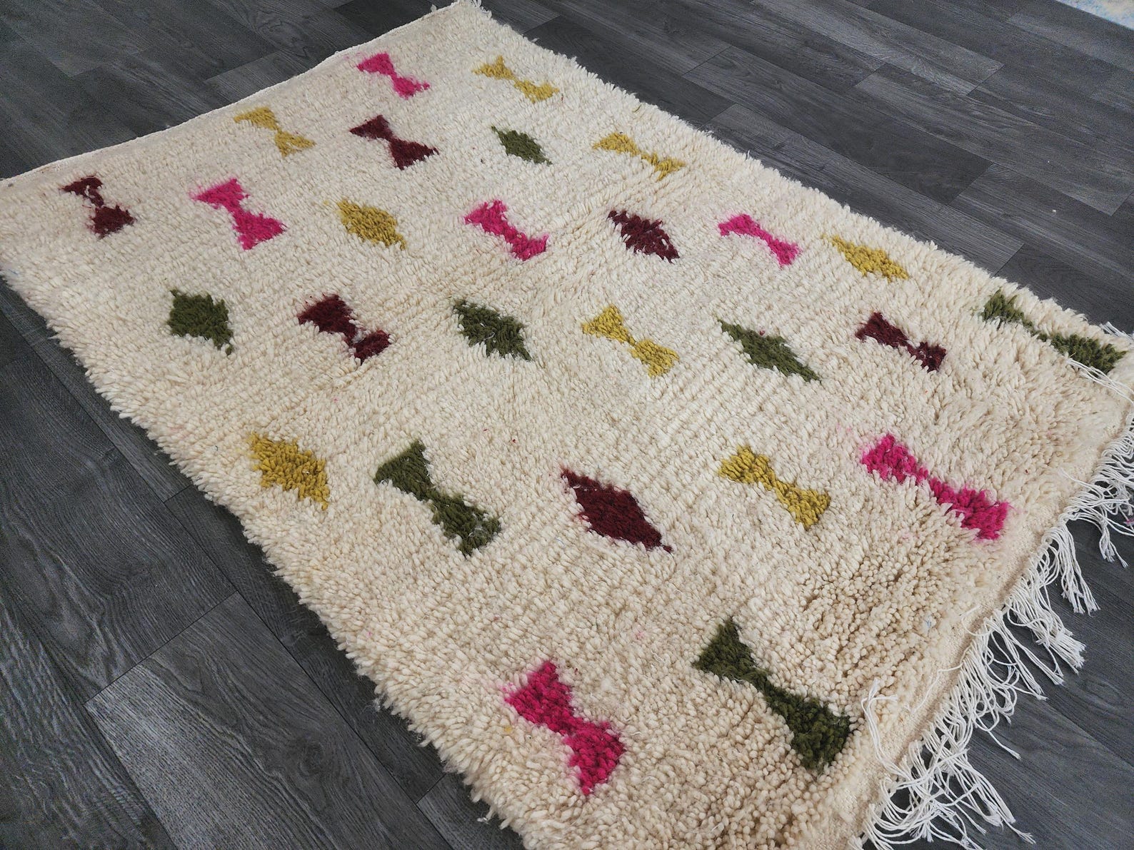 Berber Handmade Wool Colorful Geometric Boho Area Rug