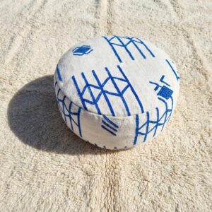 Berber Handmade Kilim Vintage Wool Footstool Cotton Pouf