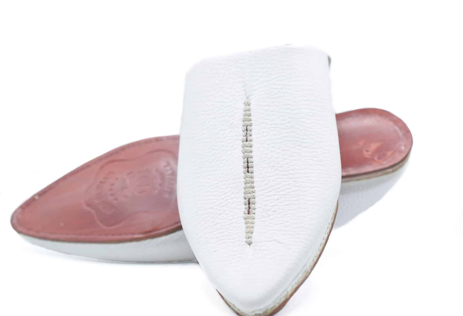 Amazigh White Babouche Shoes for Men Traditional Slipper Style