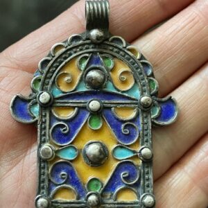 Berber Antique Vintage Silver HAMZA Pendants Big Necklace