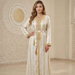 Amazigh Caftan Dress Jawhara Luxury Belt Elegant Kaftan
