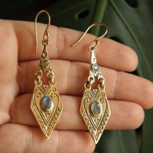 Berber Tuareg Labradorite or Garnet Gemstone Boho Earrings