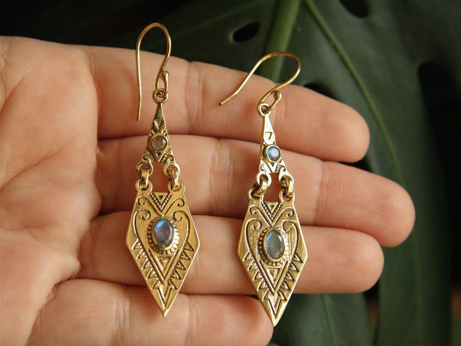 Berber Tuareg Labradorite or Garnet Gemstone Boho Earrings