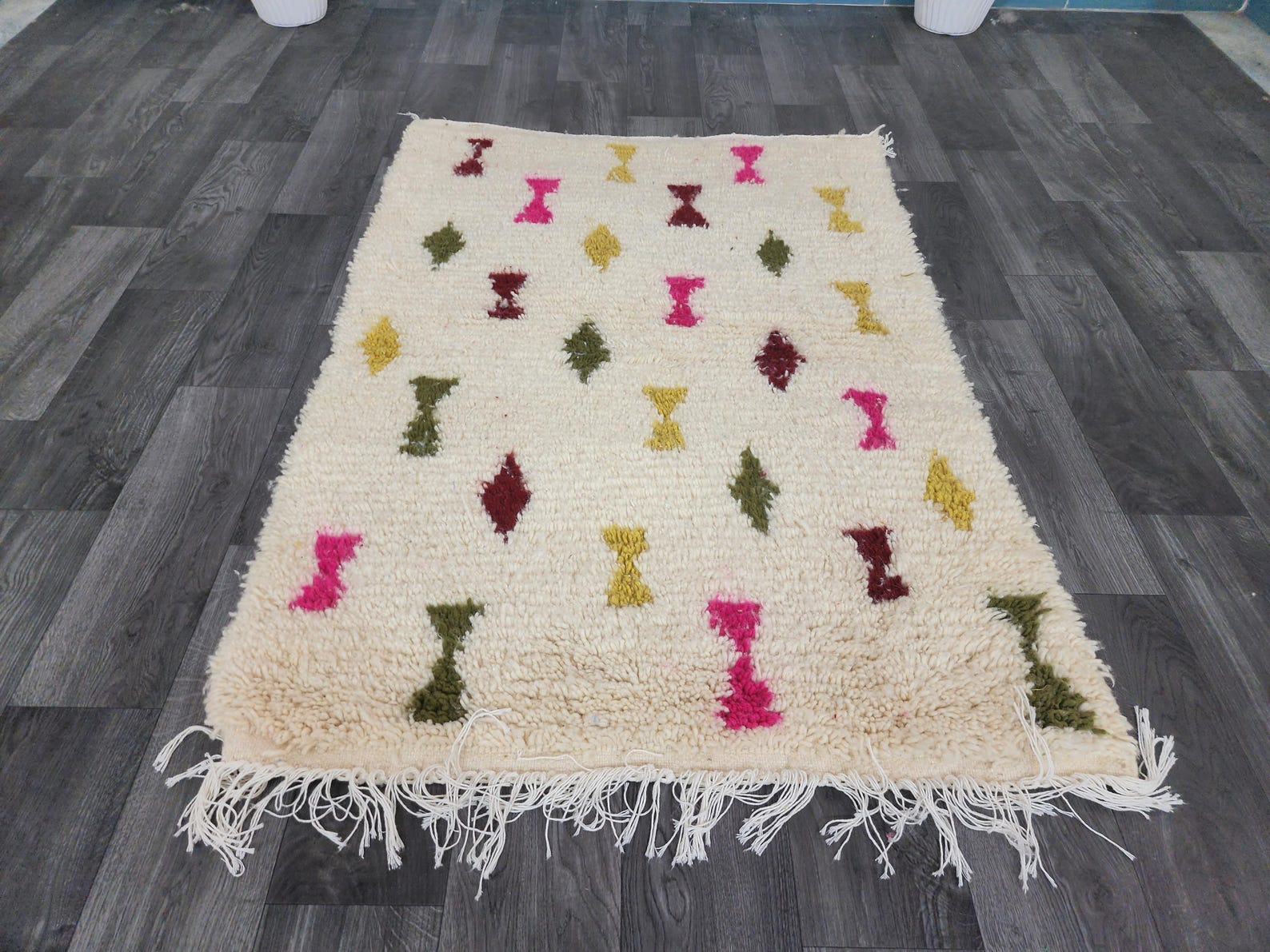 Berber Handmade Wool Colorful Geometric Boho Area Rug
