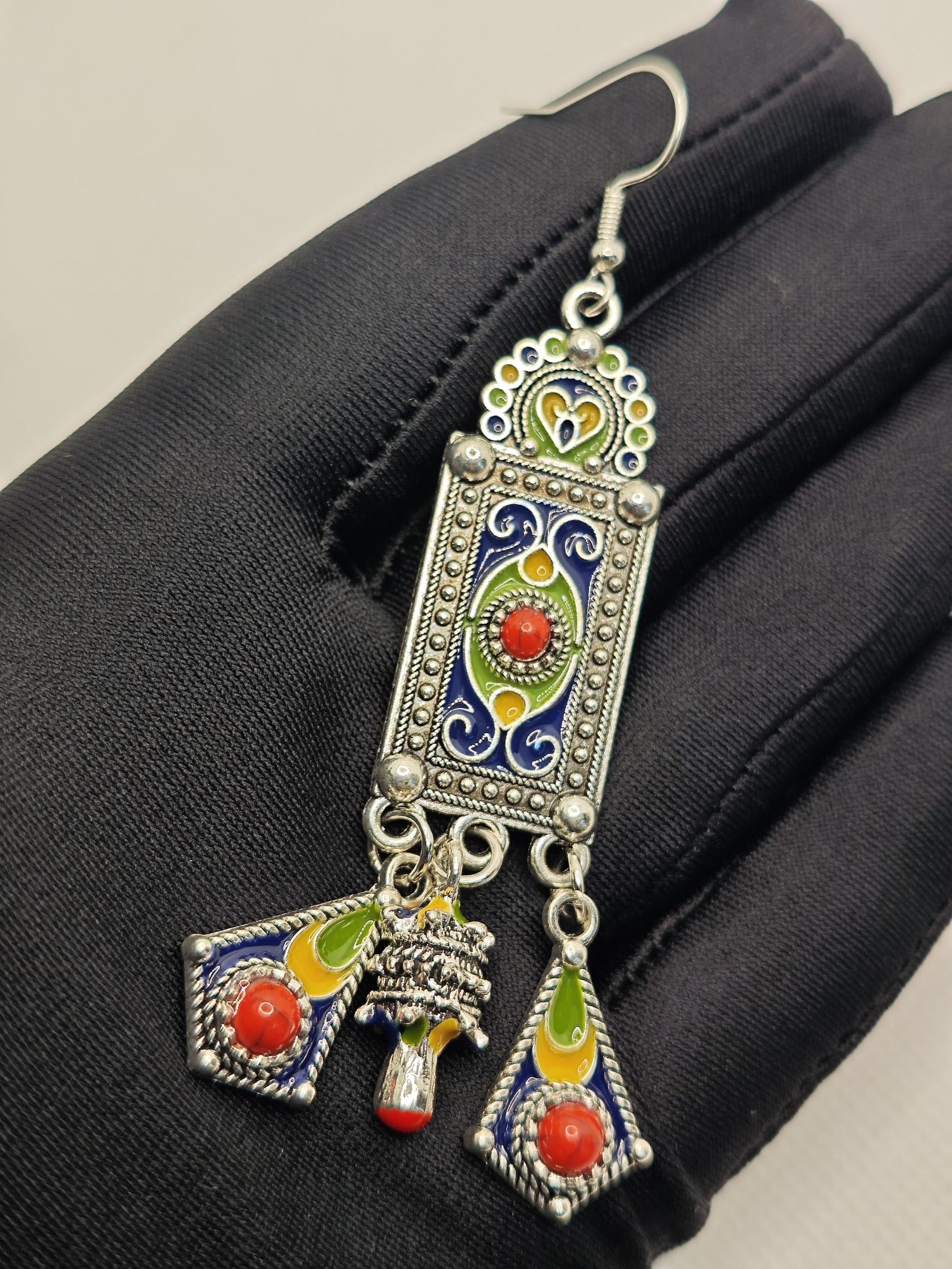 Amazigh Boucles d oreilles kabyles métal argenté Earrings