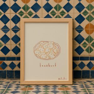 Amazigh Kabyle Tarzbant Print Hand-Drawn Food Art for Everyday Heritage Style Use