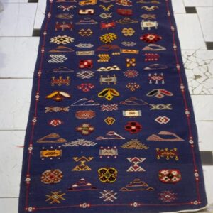Berber Handmade Blue Camel Wool Tribal Carpet Rug
