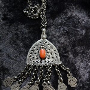 Berber Rare Antique Fine Silver Chain Pendant Necklace