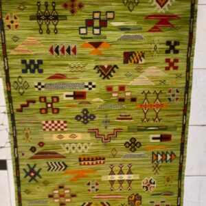 Berber Camel Wool Handmade Runner Rug With Tribal Motifs