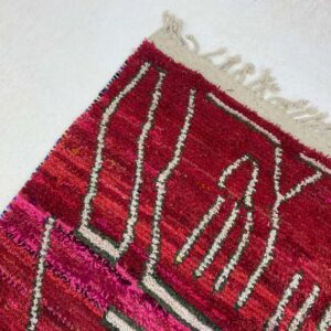 Berber Handwoven Red Wool Geometric Tribal Area Rug