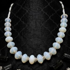Berber Statement Necklace with Polished Gemstone Luminous Glass Beads Elegant Jewelry Necklace