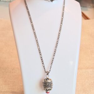 Amazigh Kabyle Berber Silver-Tone Enamel Pendant Stainless Steel Necklace