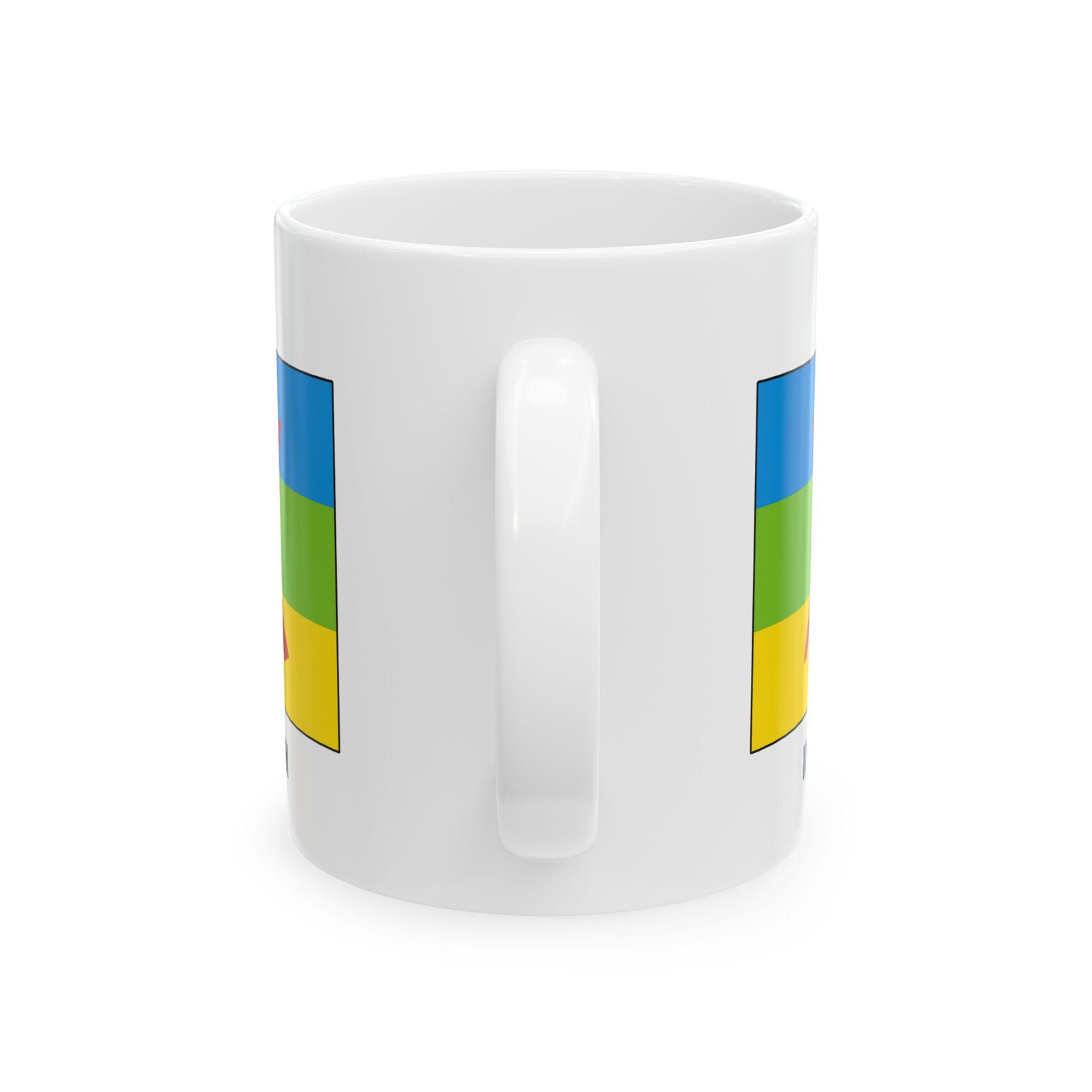 Berber Flag Tamazight White Ceramic Mug with Yaz Symbol