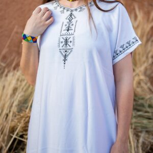 Berber Handmade Cotton Symbol Screen Printed Gandora Kaftan