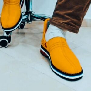 Berber Handmade Yellow Leather Babouche Shoes with Style