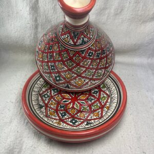 Amazigh handmade ceramic White Black tagine serving table