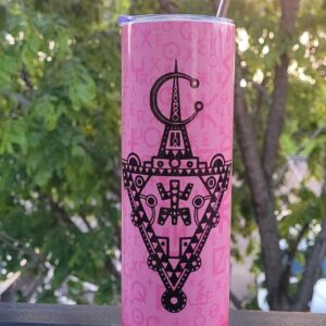 Amazigh Tumbler oz Tifinagh Letters Tazerzit-Inspired Design Fibula