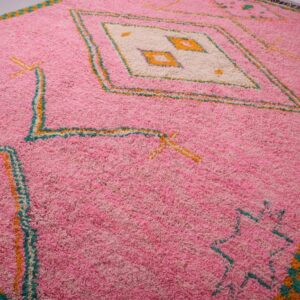 Berber Custom Design Pink Wool Geometric Living Room Rug