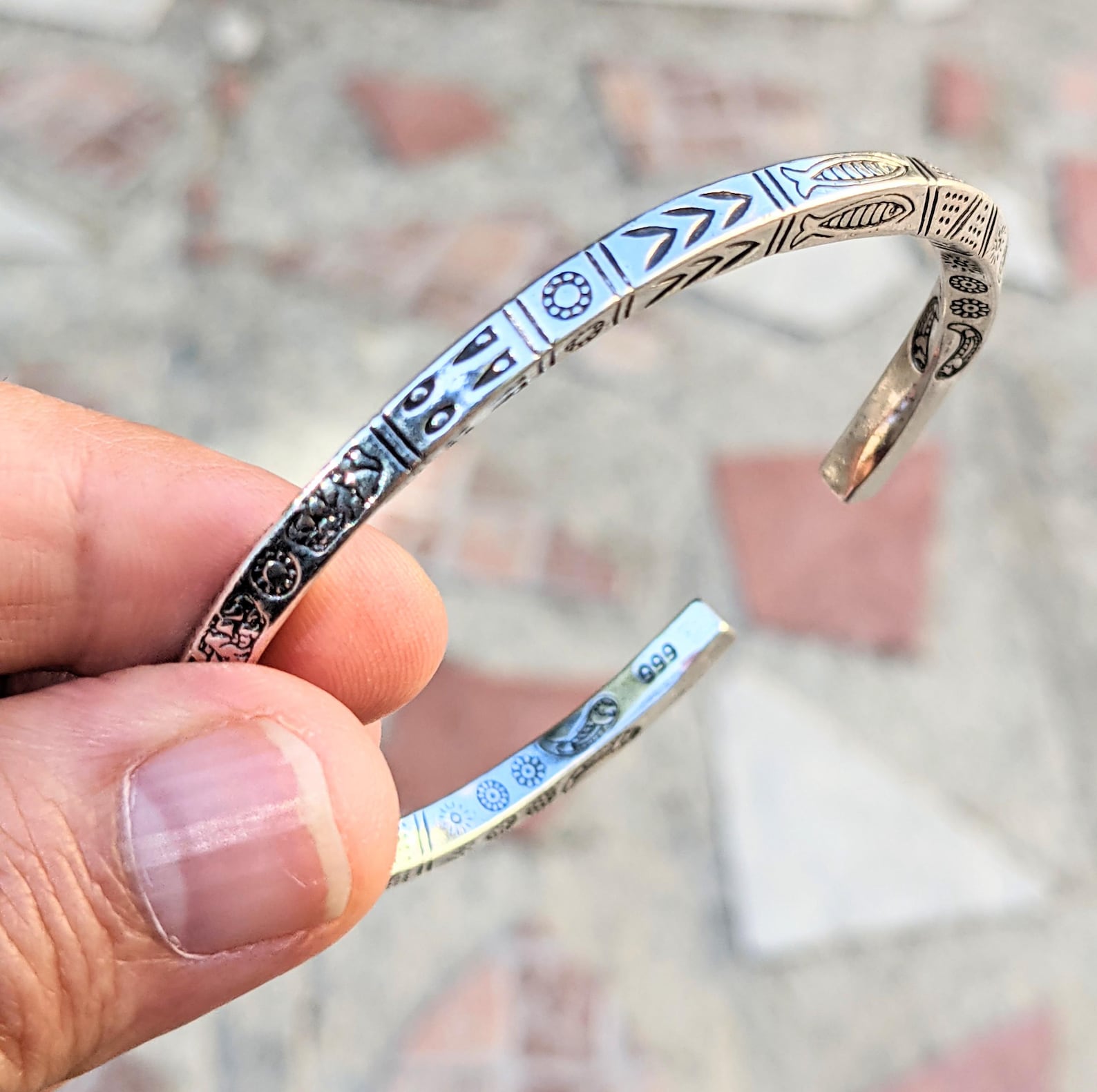 Amazigh Bracelet plaqué argent 999 homme et femme