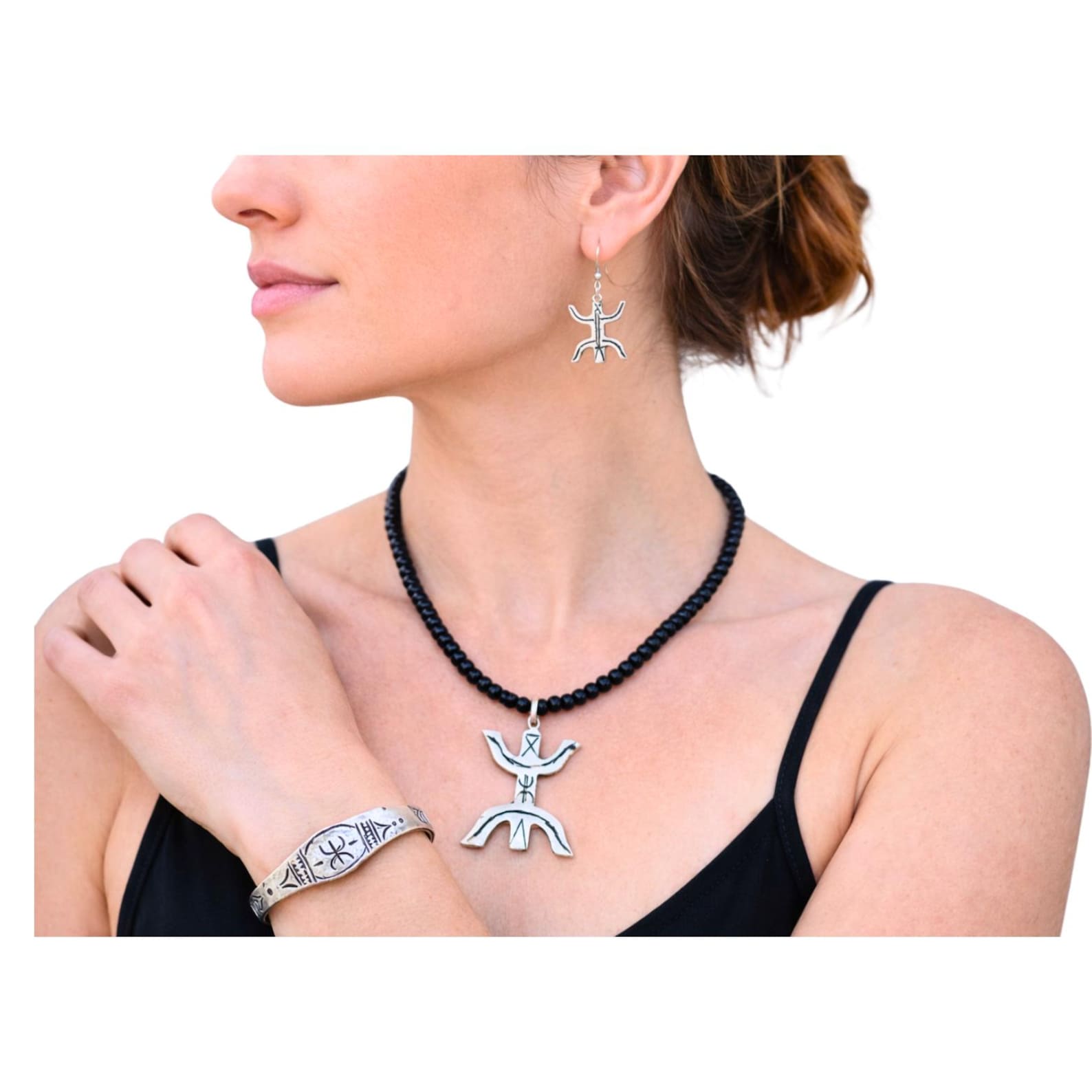 Amazigh Berber Tuareg Yaz Jewelry Set with Bracelet Necklace and Earrings