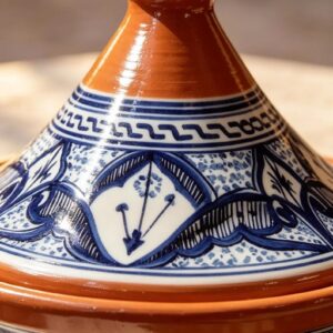 Amazigh Hand-Painted Morrocan Ceramic Blue Flame-Proof Clay Tagine