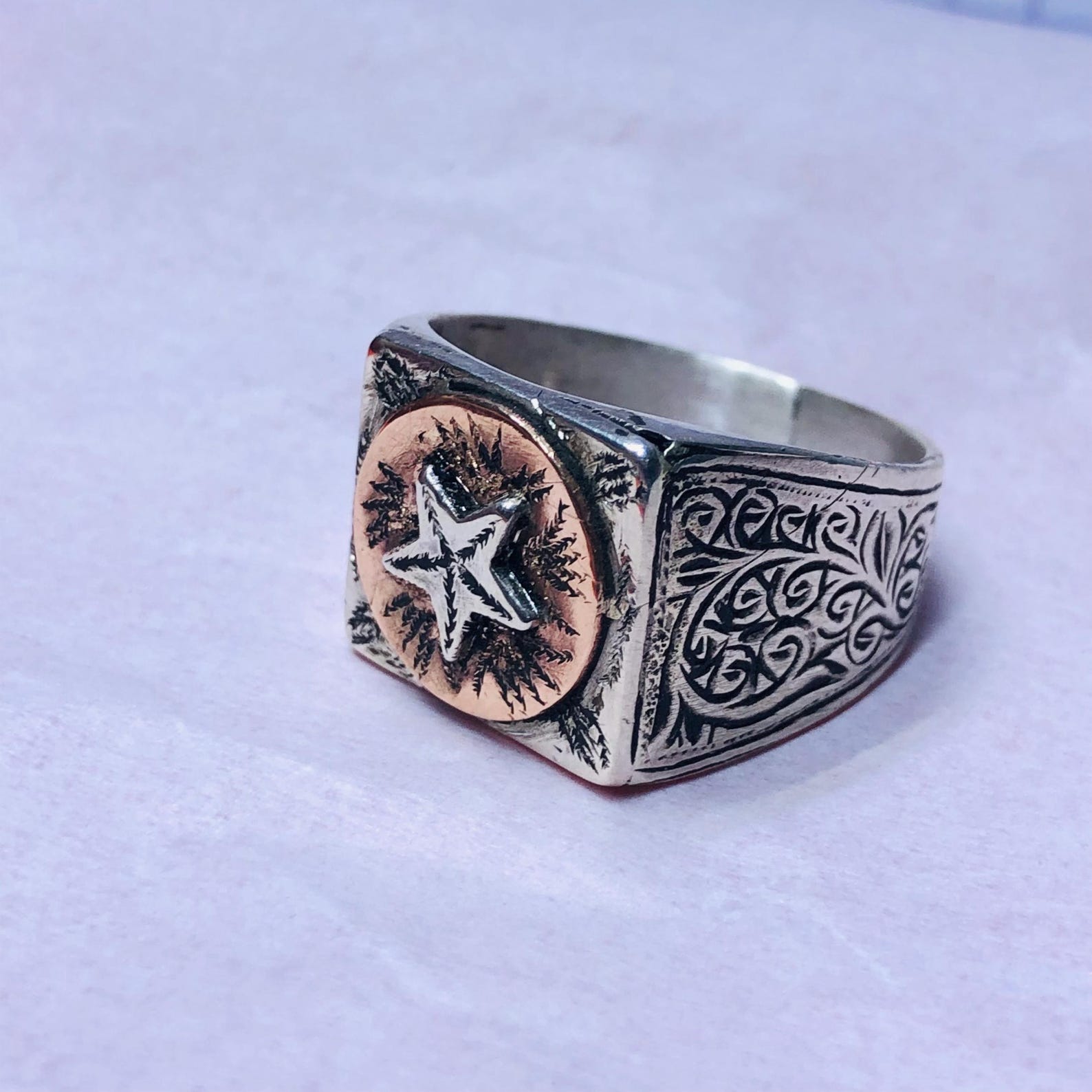 Handmade Berber Tuareg Engraved 925 Sterling Silver Adjustable Ring