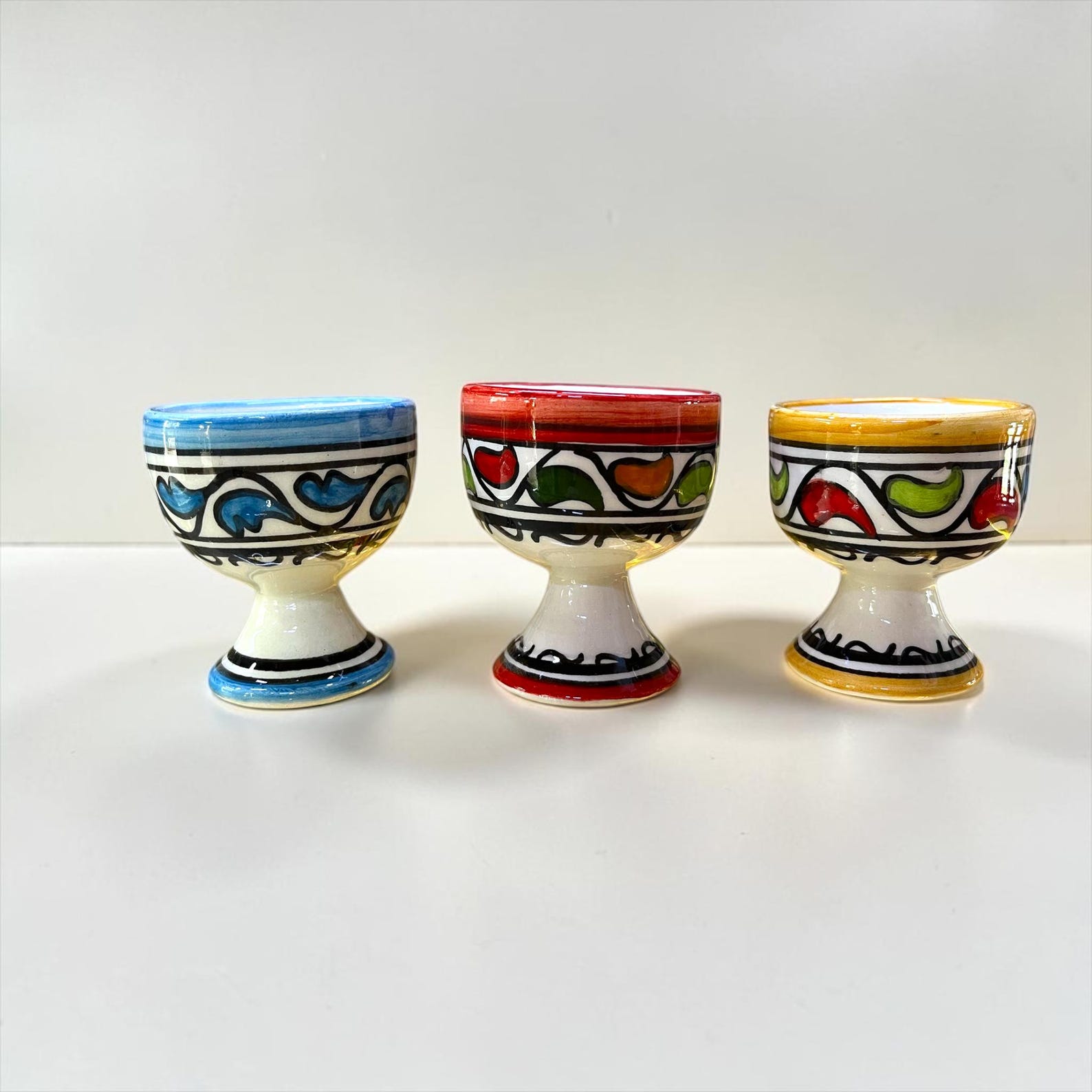 Amazigh Handmade Ceramic Egg Cups Set Hand Mug