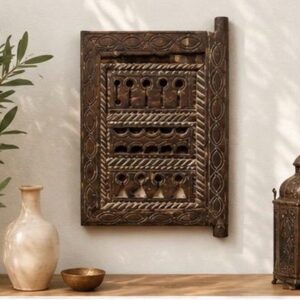 Berber Antique Hand Carved Wooden Panel Wall Art Decor