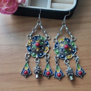 Traditional Kabyle Amazigh Berbères Three-Charm Handmade Dangle Earrings