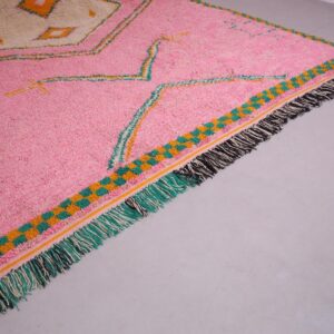 Berber Custom Design Pink Wool Geometric Living Room Rug
