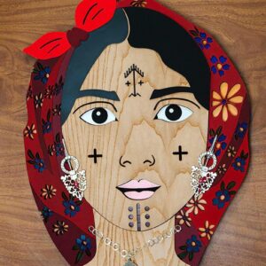 Handmade Tunisian Amazigh Berber Woman Wooden 3D Wall Art