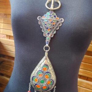 Amazigh Antique beaded Silver fibula for Everyday Personal Jewelry Styling