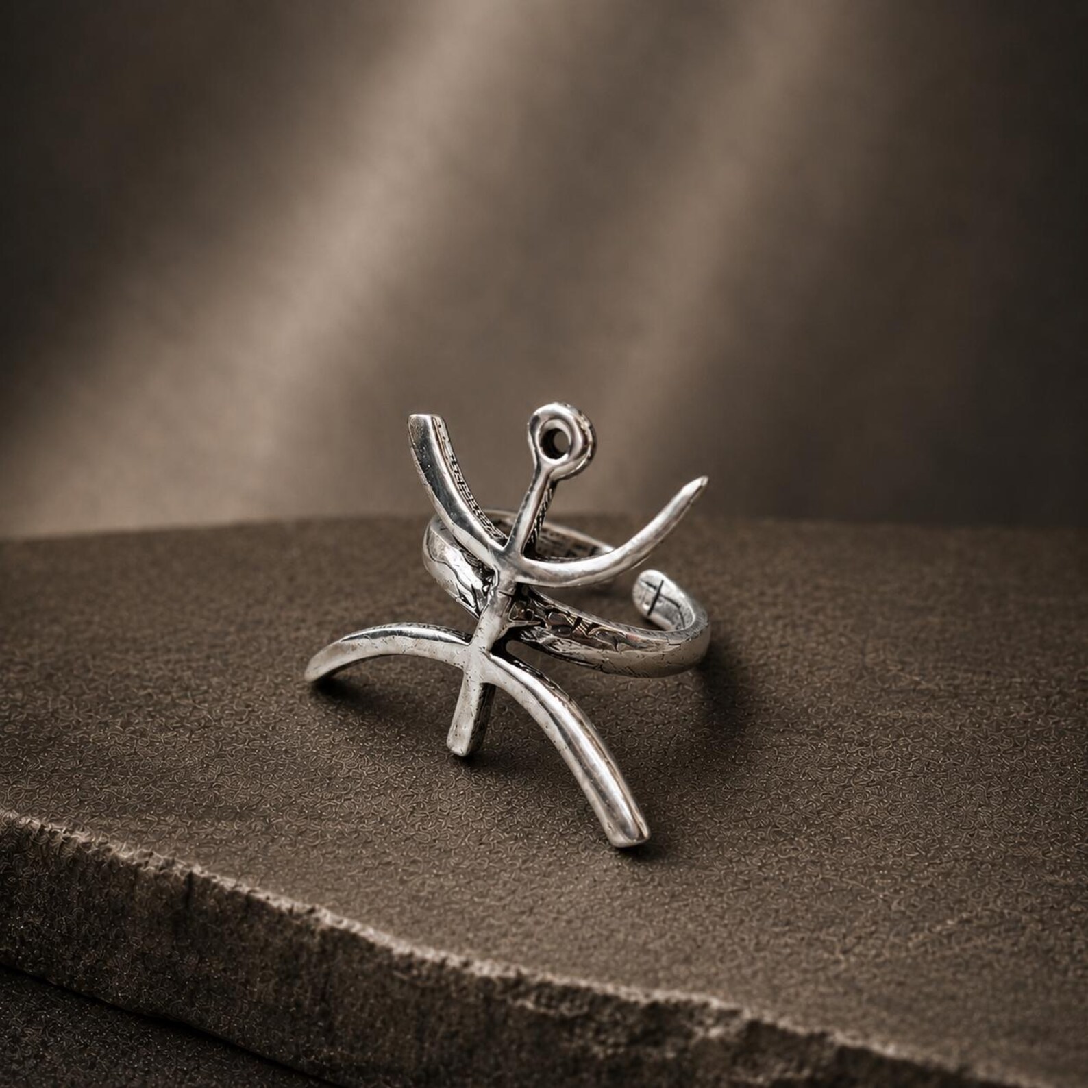 Amazigh Yaz Symbol Tribal Silver Plated Jewelry Ring