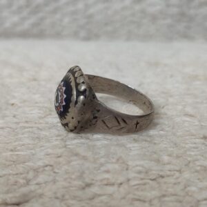 Amazigh Antique Silver Chevron Bead Ring Size 7