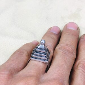 Handmade Amazigh Berber Solid Silver Geometric Pyramid Cone Ring