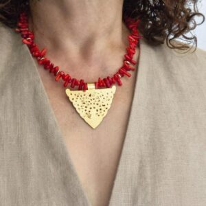 Amazigh Kabyle Red Coral Medallion Corail Necklace Jewelry
